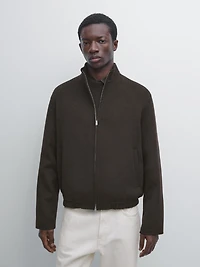 Wool blend high neck jacket