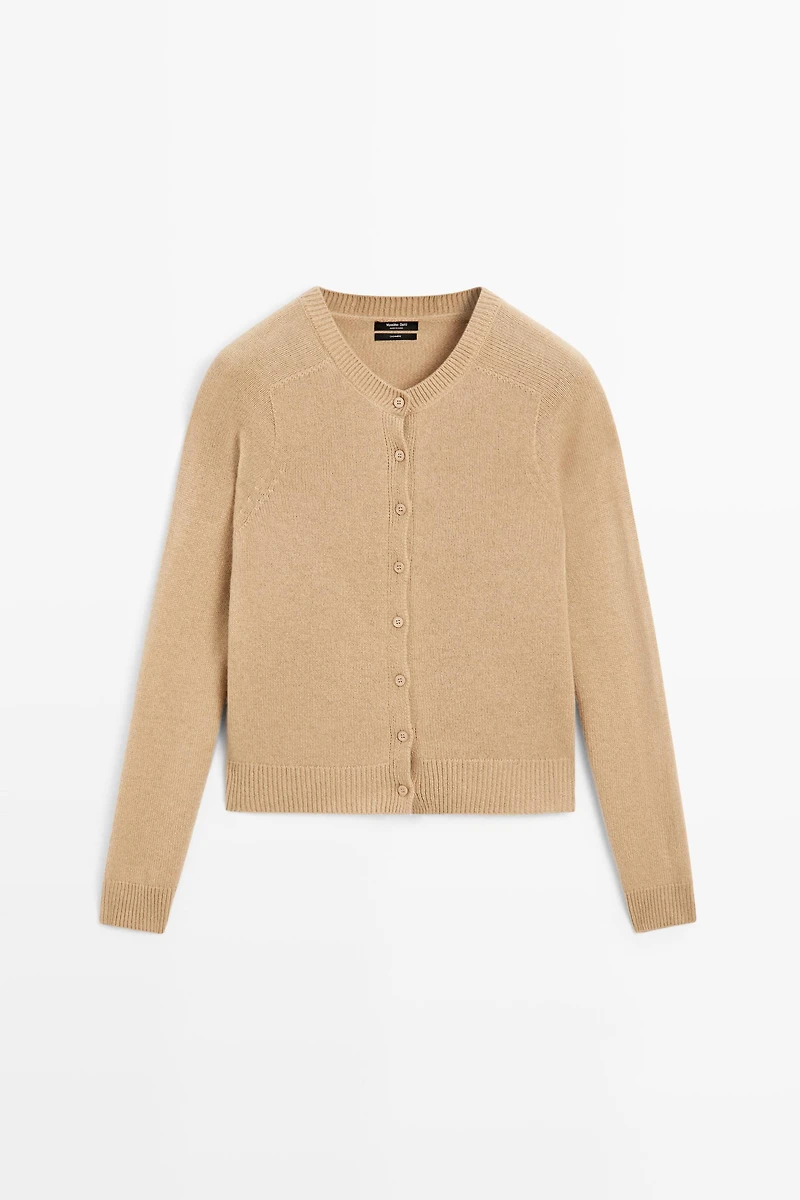 100% cashmere cropped knit cardigan
