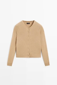 100% cashmere cropped knit cardigan