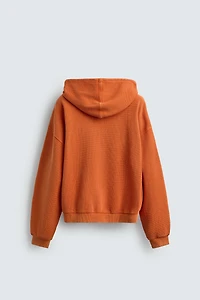 WASHED WAFFLE HOODIE SWEATSHIRT