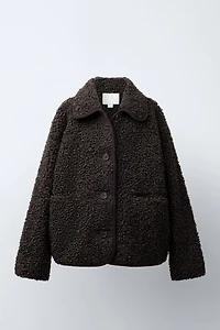 PIPED SHEARLING COAT