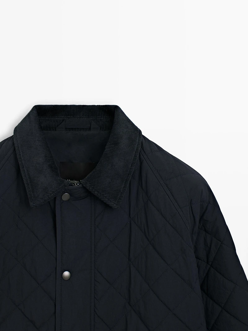 Veste matelassée col en velours côtelé
