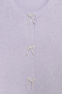 PEARL BOW KNIT CARDIGAN