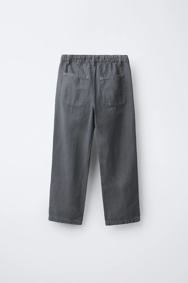 STRAIGHT COTTON AND LINEN PANTS