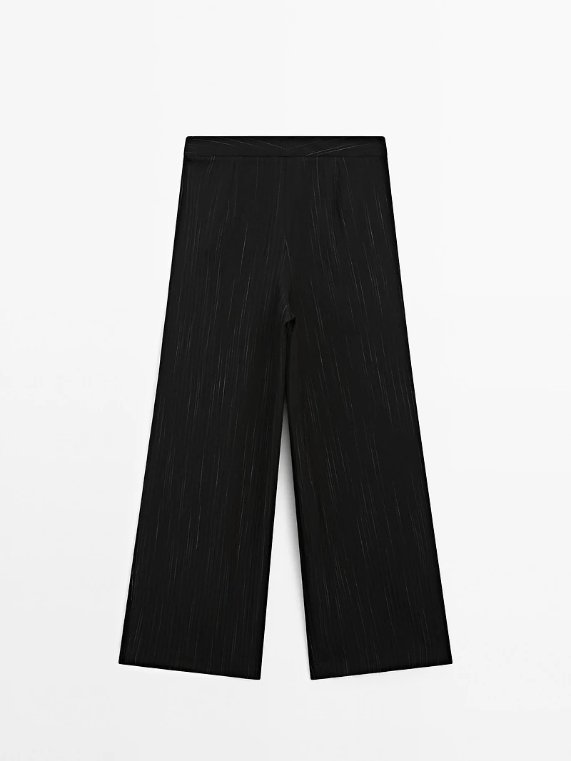 Darted trousers with stripe print detail