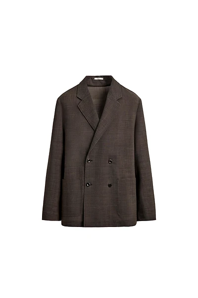 DOUBLE-BREASTED 100% WOOL SUIT JACKET