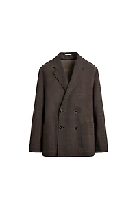 DOUBLE-BREASTED 100% WOOL SUIT JACKET
