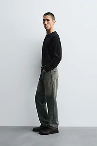 STRAIGHT FIT SEAMED JEANS