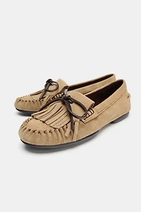 LEATHER FRINGED LOAFERS