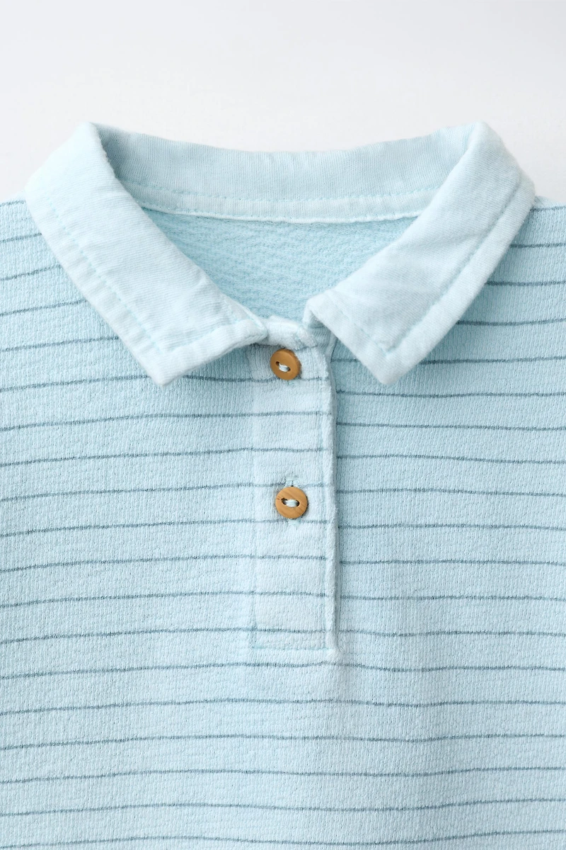 STRIPED POLO SHIRT AND BERMUDA SHORTS SET