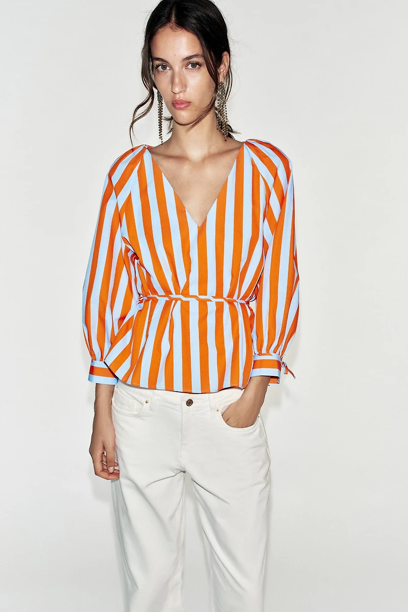 STRIPED SHIRT WITH SLIM BELT