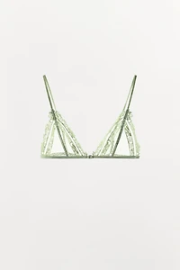 EMBROIDERED TULLE TRIANGLE BRA