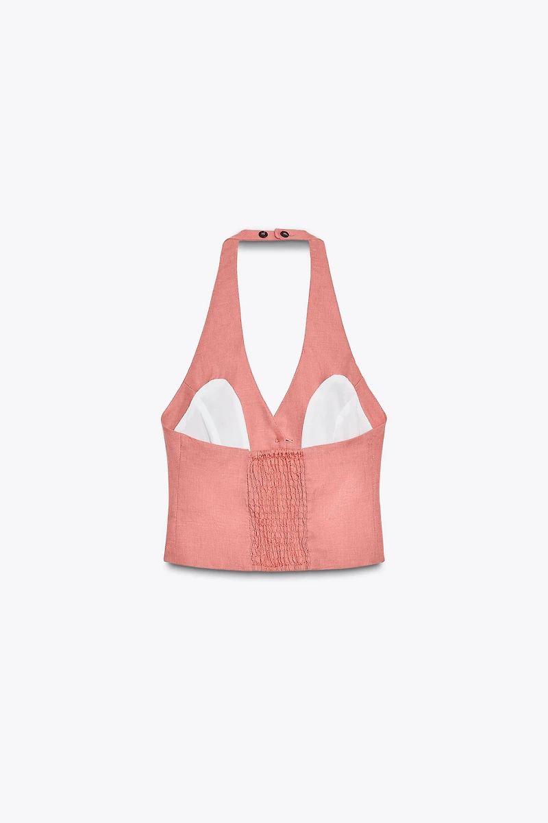 LINEN HALTER TOP