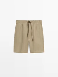 Linen jogger-fit Bermuda shorts