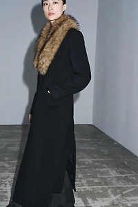 WOOL BLEND COAT WITH FAUX FUR COLLAR ZW COLLECTION