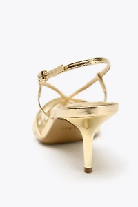 METALLIC EFFECT HEELED SLINGBACKS