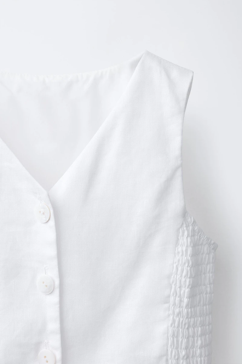 ELASTICATED LINEN BLEND VEST