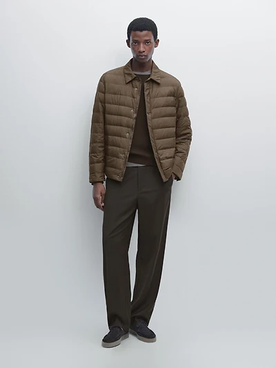Water-repellent ultra lightweight down blend jacket