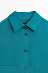 Flowing satin shirt with pockets
