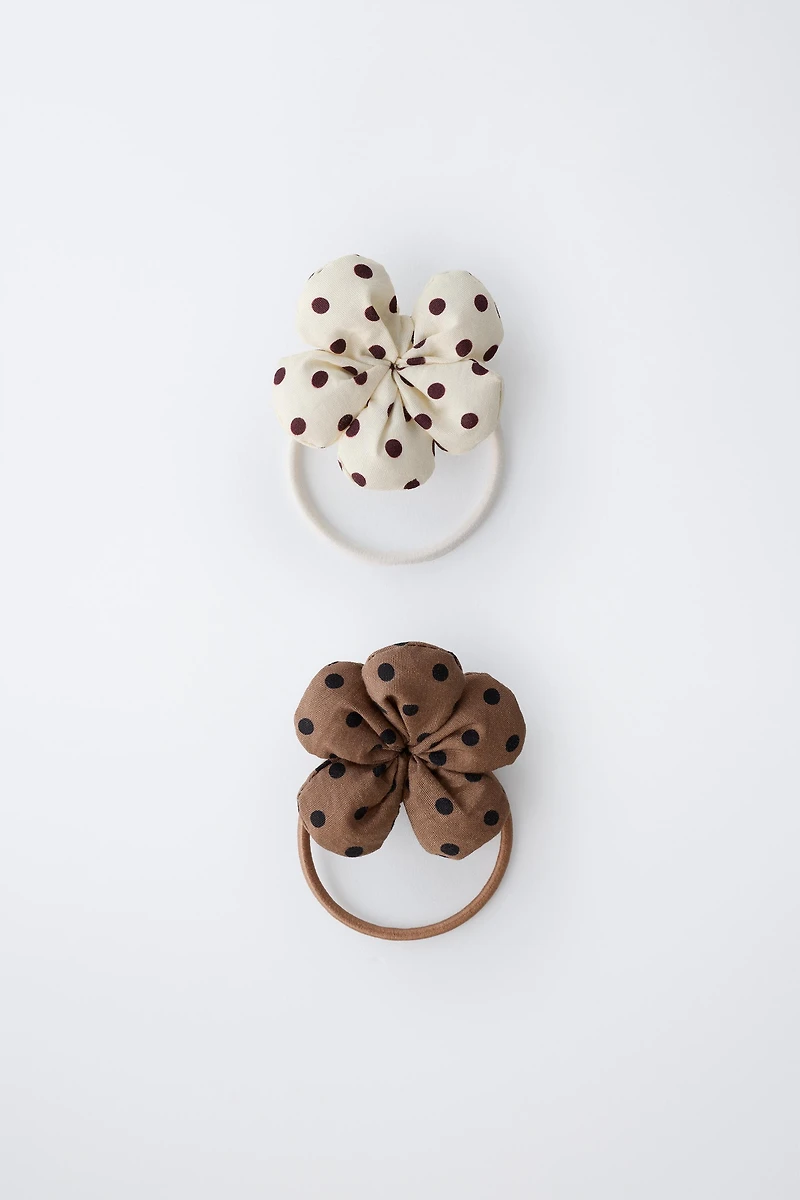 TWO-PACK OF POLKA DOT FLOWER HAIR TIES