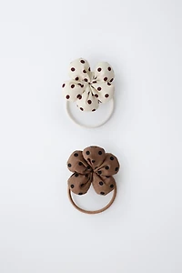 TWO-PACK OF POLKA DOT FLOWER HAIR TIES
