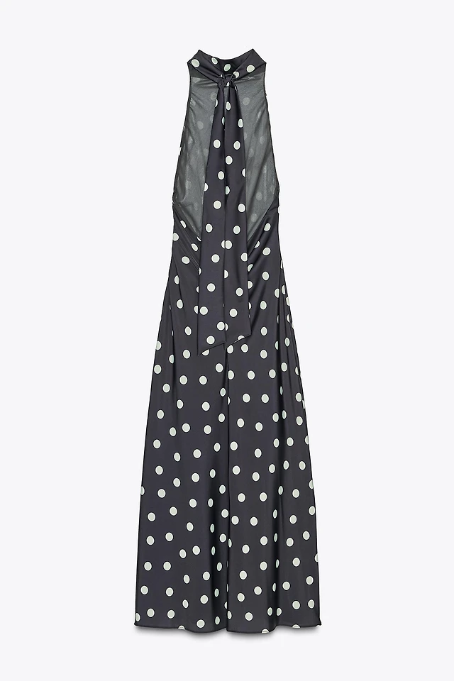 Zara POLKA DOT SATIN MIDI DRESS | Place Rosemre