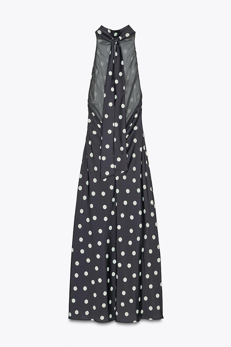 ROBE MIDI SATINÉE À POIS