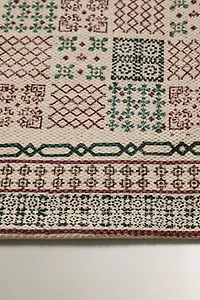 CHRISTMAS BLOCK PRINT COTTON AREA RUG