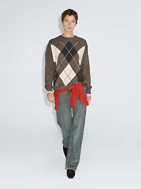 Pull à losanges en maille 100 % laine