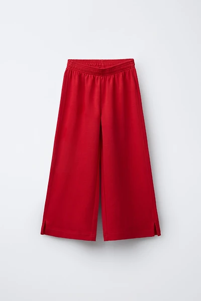 INTERLOCK WIDE LEG PANTS