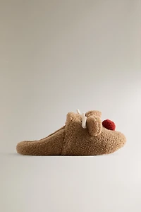 CHILDREN'S REINDEER MULE SLIPPERS