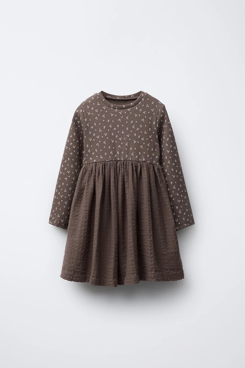 FLORAL RIBBED DRESS