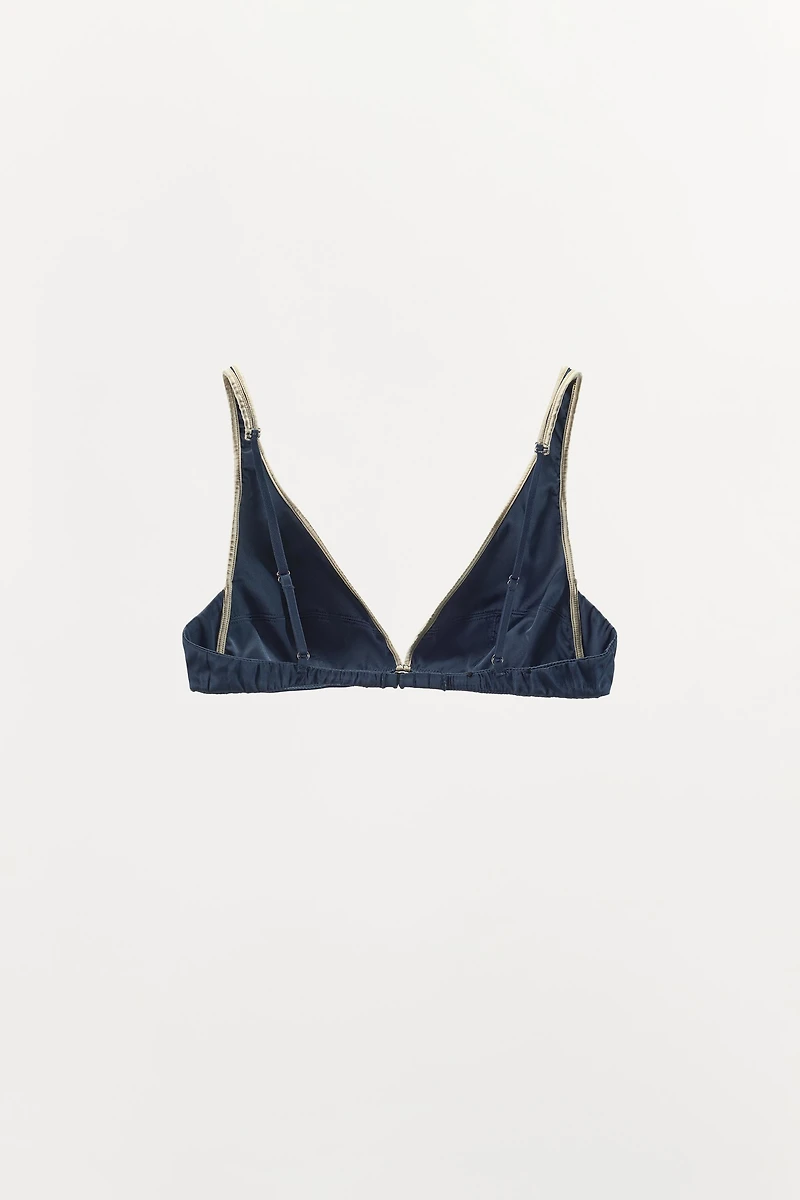 SILK TRIANGLE BRA WITH CONTRAST STRAP