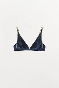 SILK TRIANGLE BRA WITH CONTRAST STRAP