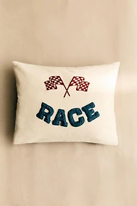 CHILDREN'S RACE COTTON THROW PILLOW COVER