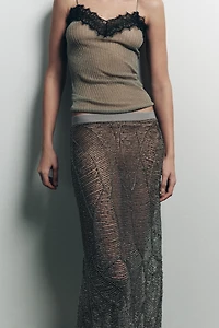METALLIC THREAD LACE KNIT TOP
