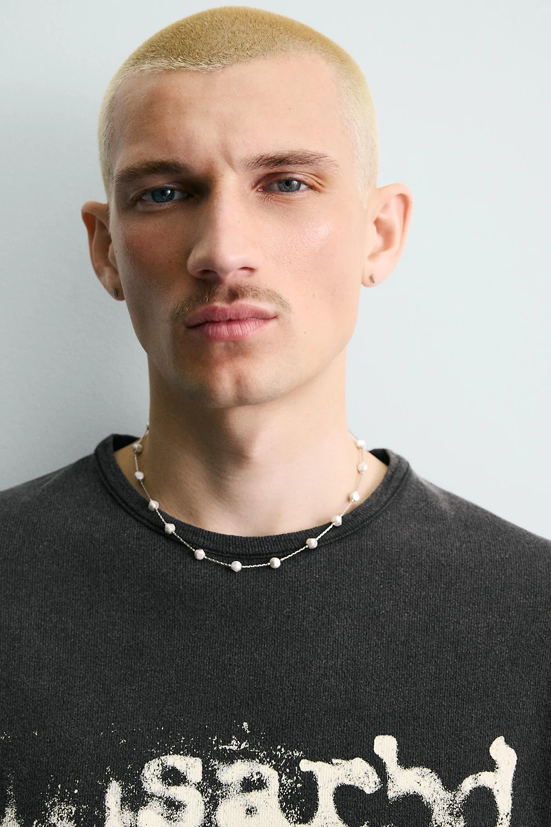 WASHED PRINT KNIT T-SHIRT