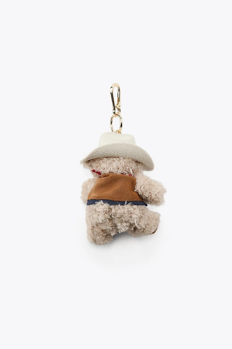 COWBOY TEDDY BEAR CHARM KEYCHAIN