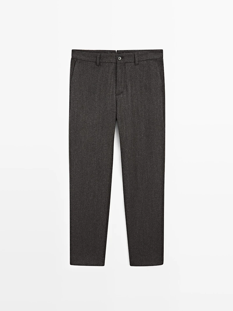 Twill wool blend trousers