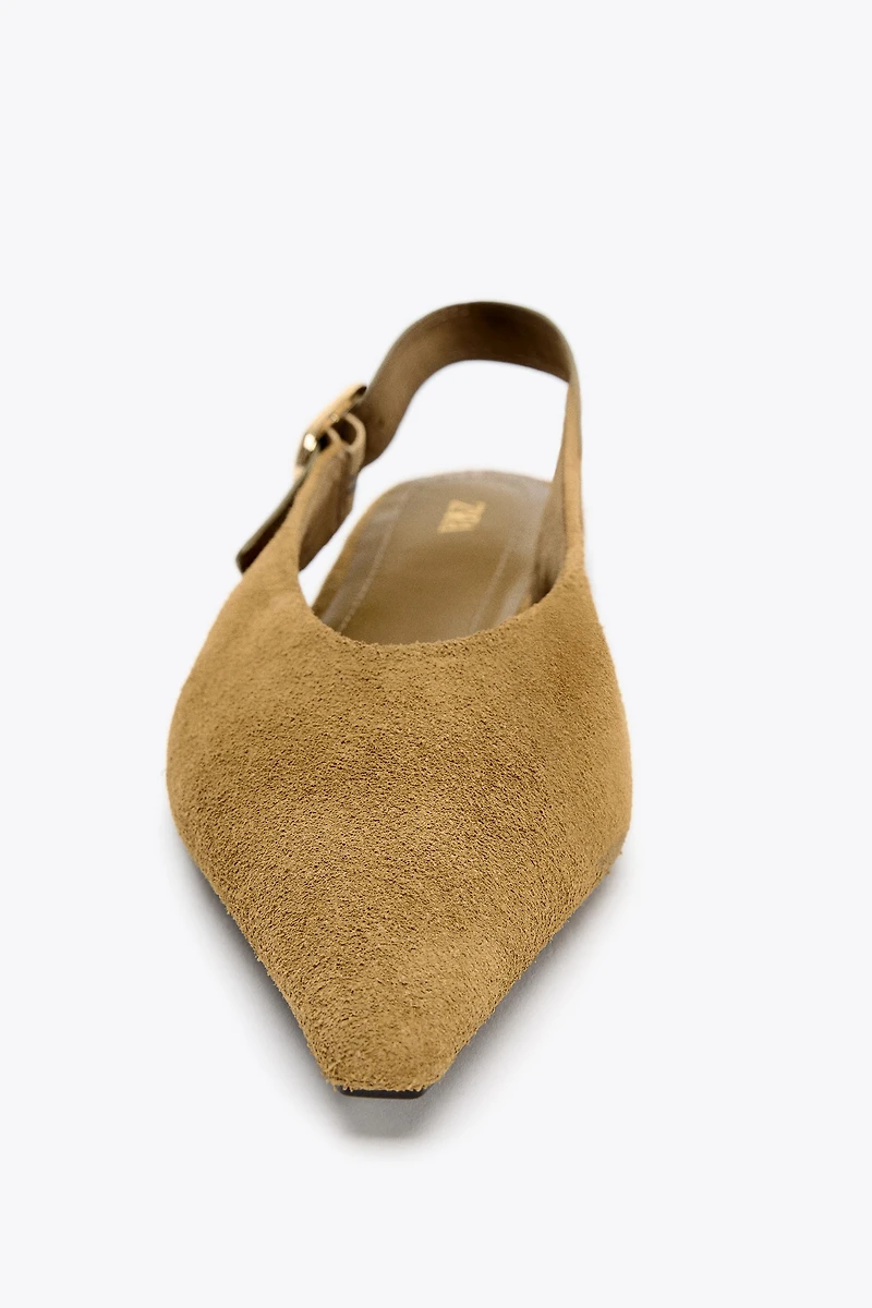 COMBINED LEATHER SLINGBACK SHOES