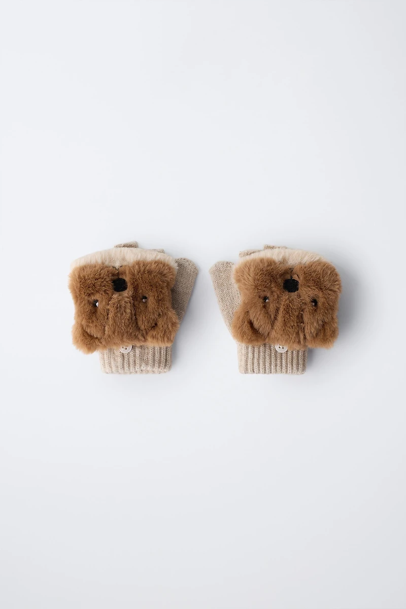 GANTS MITAINES EFFET POILS DE CASTOR