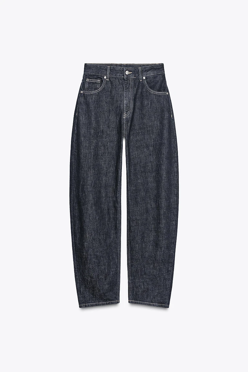HIGH-WAIST BARREL TRF JEANS