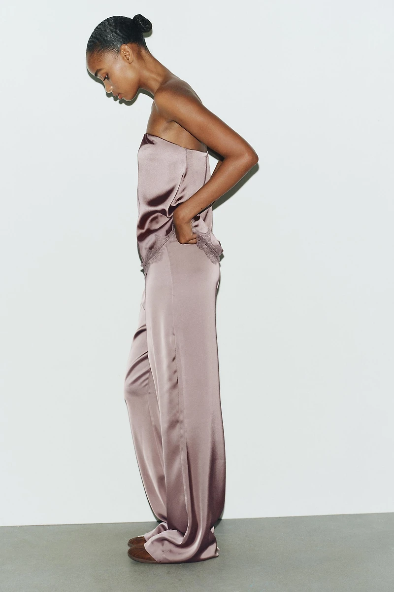 HIGH-WAISTED SATIN PANTS