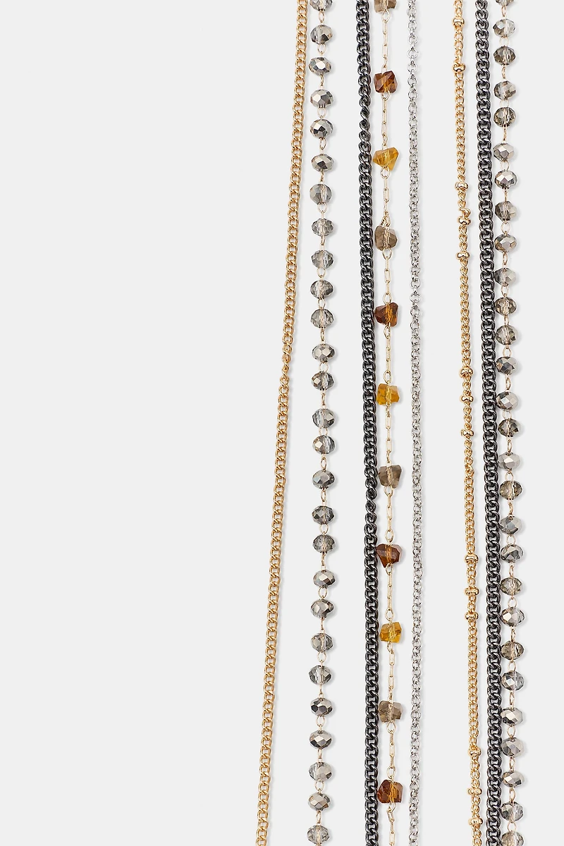 BEADED FRINGE GEM NECKLACE