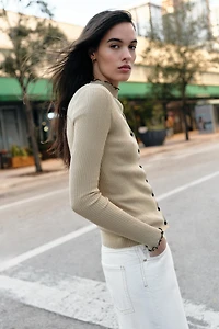 CONTRAST RIB CARDIGAN