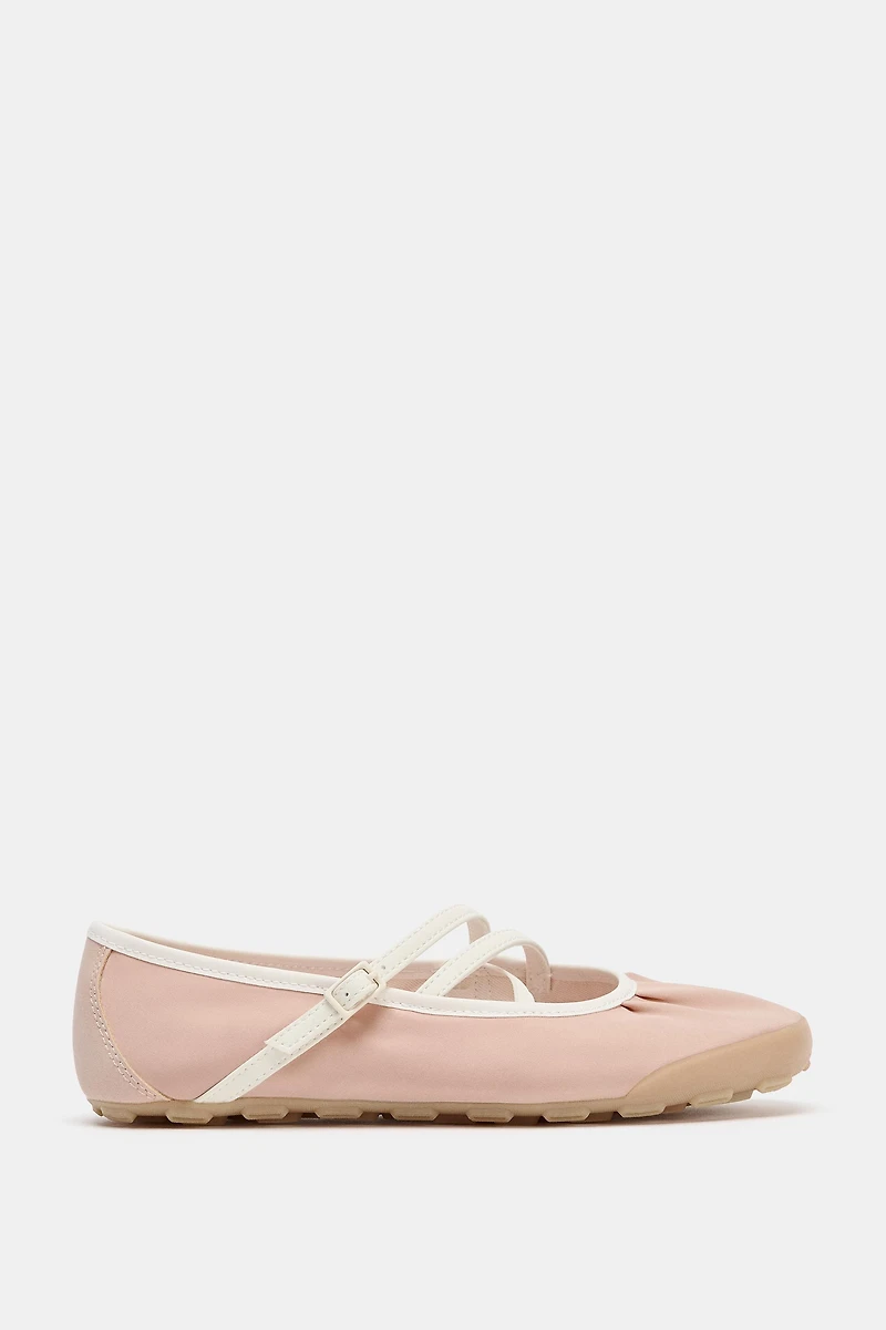 SATIN ATHLETIC BALLET FLATS