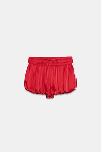 SATIN EFFECT LACE BALLOON SHORTS