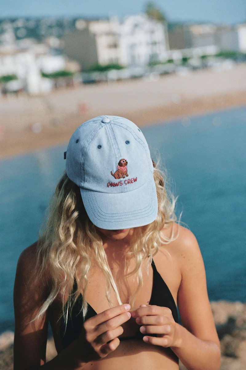 TEXT AND DOG DENIM CAP