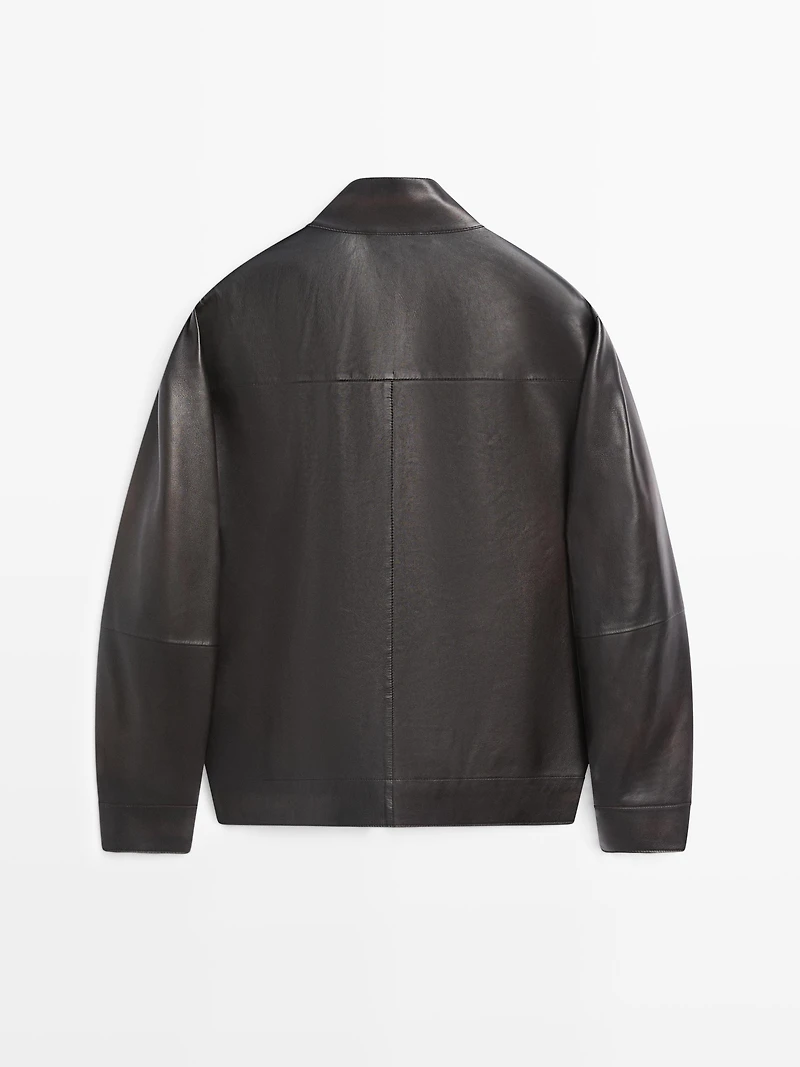 Blouson en cuir nappa effet usé
