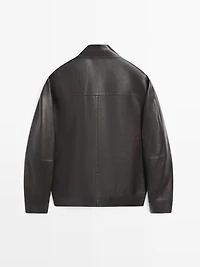 Blouson en cuir nappa effet usé
